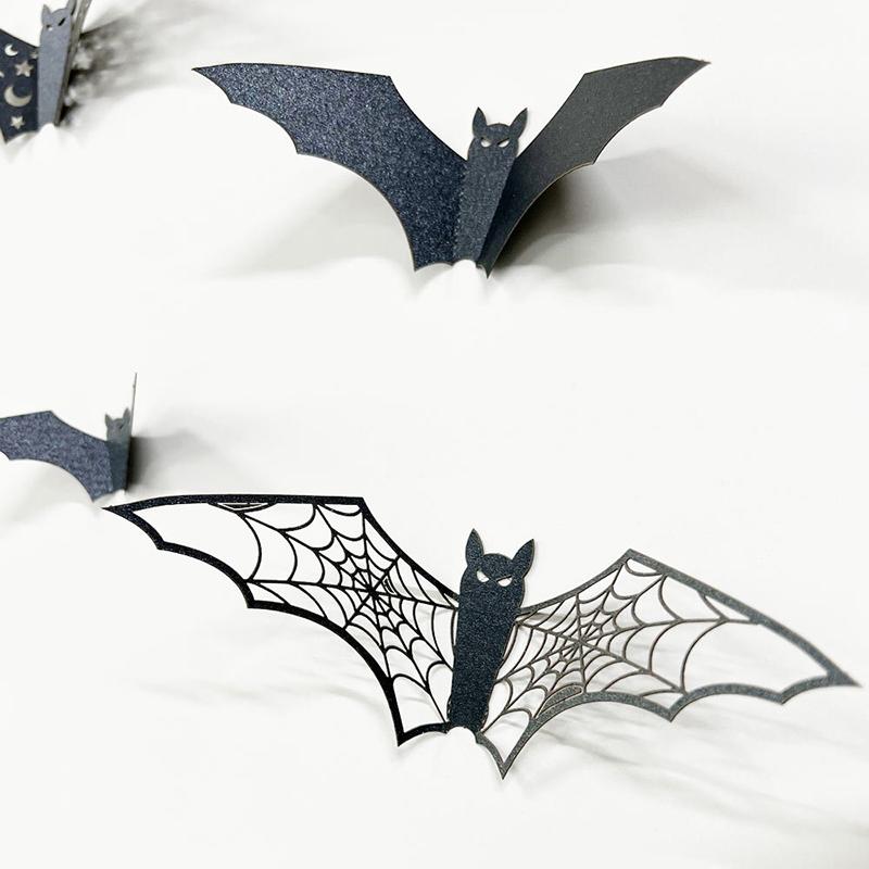 3D Bat Wall Stickers Hollow Out Black Bat Mini Halloween Decoration For DIY Halloween Party Horror House Scary Decal Decor TMZ