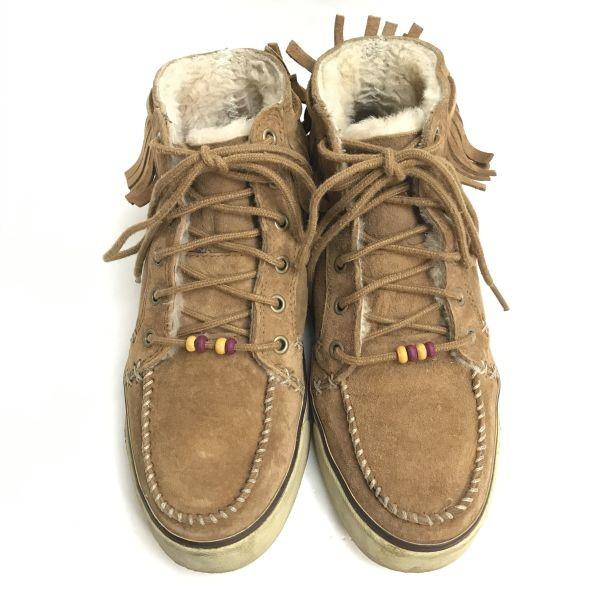 UGG Caleb Fransen Kurz Shearling Stiefel Braun Größe 6.5 23.5cm(GEBRAUCHT)