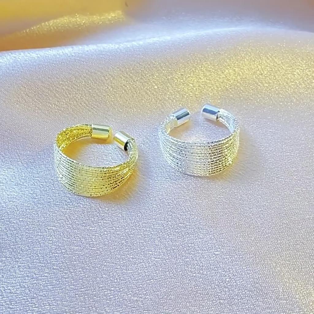 2025 New Open Knuckle Rings for Women Multi-layers Uneven Rope Metal Rings Gold Color Silver Color Alloy Hiphop Style Rock Rings