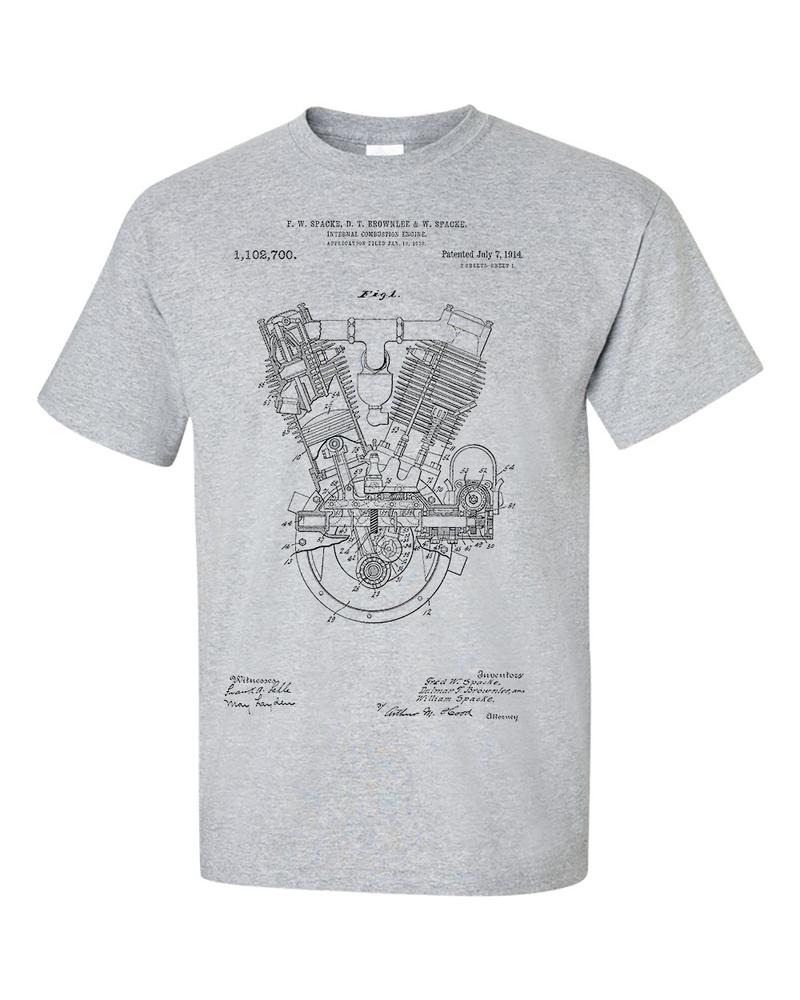 Motorcycle Internal Combustion Engine Patent TShirt Motorbike Blueprint Shirt