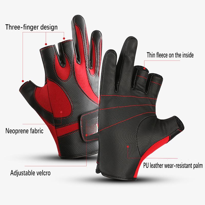 Autumn and Winter Outdoor Riding Fishing Open Three Finger Fishing Gloves Men's and Women's Non-slip Sports Bicycle Riding Glove