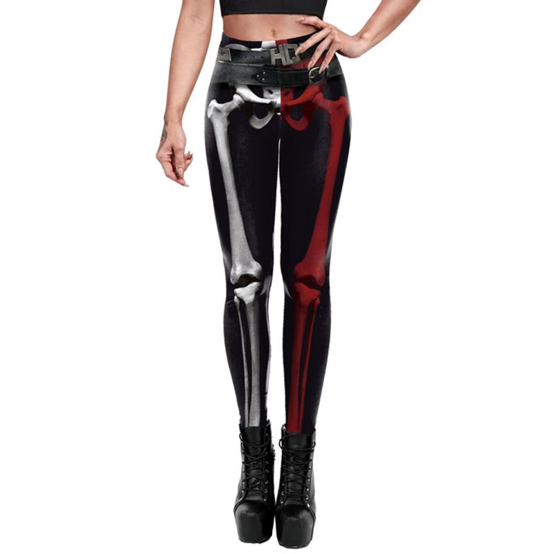 Halloween 3D Skull Print Pants Halloween 3D Skull Print Ankle Tight Leggings
