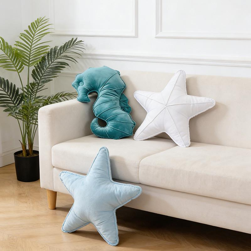 Marine Animal Throw Pillow With Dutch Velvet Cover For Living Room Decor
