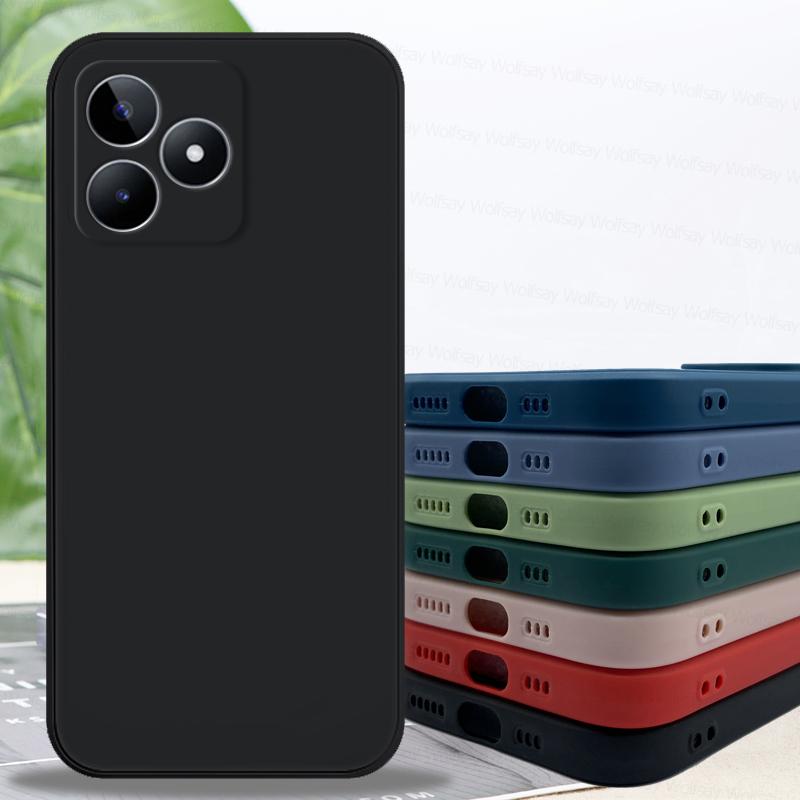 

For Realme C51 Case Realme C51 C53 C55 Cover Housing Shockproof Liquid Silicone Soft TPU Protective Phone Black Cover Realme C51 Realme C55 розовый