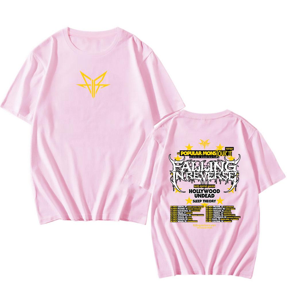 Falling In Reverse The Popular Mons Tour T-shirt Short Sleeve Cotton Summer Tshirts Hip Hop Streetwear Men Clothes Graphic Tees