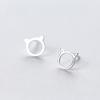 Cat Stud Earrings Female Small Fresh and Sweet Cat Ears Cute Little Animal Hollow Earrings Korean Version Niche Design Jewelry