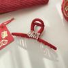Creative Red Flocking Shark Clip Festive Chinese New Year Hair Grab Fashion Wealth Hair Claw  Girl