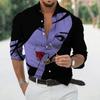 Fashion Long Sleeve Lapel Button Up Plus Size Shirt Men 3d Print Blouse