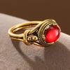 Retro-style coiled artificial gemstone ring made of copper for ladies' jewelry. Suitable for formal events and parties.