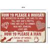 How To Please A Woman A Man Sign Aluminum Metal Retro Look Funny Garage Man Cave