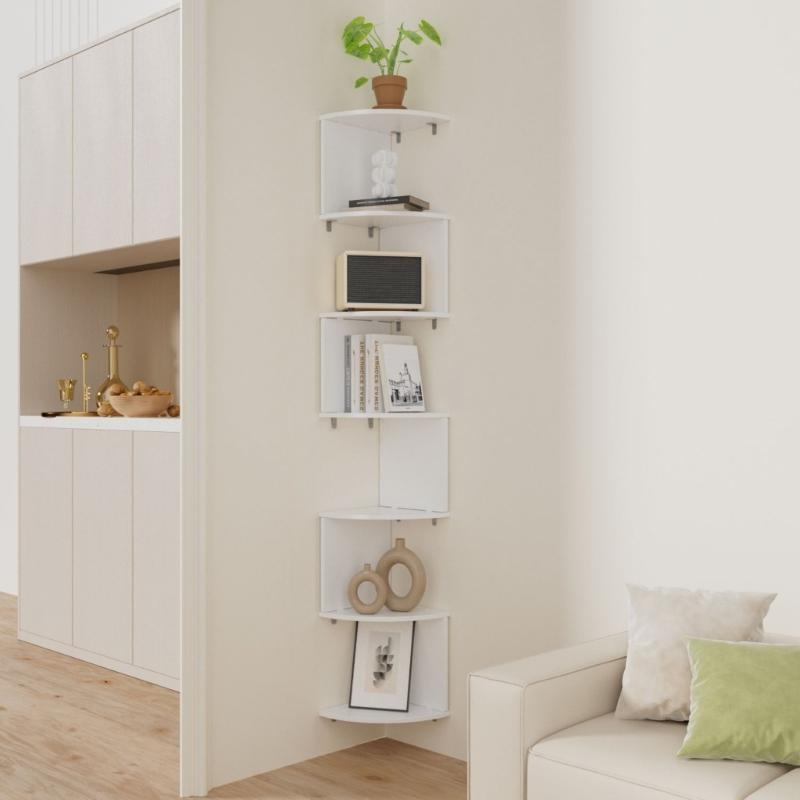 Space Saving 7 Layer Wall Mounted Corner Shelf Perfect For Home Office Display Storage And Arrangement