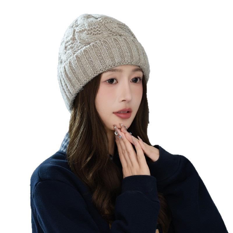 Autumn and winter hats women's fleece thickened rabbit fur knitted hats, ear protectors, warm wool hats, fashionable headgear hats