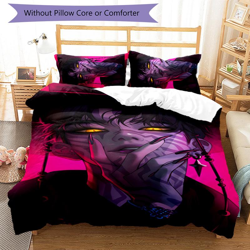 KPOP Hunter 3-teiliges Bettwäsche-Set Bettbezug Verschluss Enthält 1 Bettbezug & 2 Kissenbezüge für Alle Jahreszeiten Schlafzimmer Zuhause Wohnheim Dekor