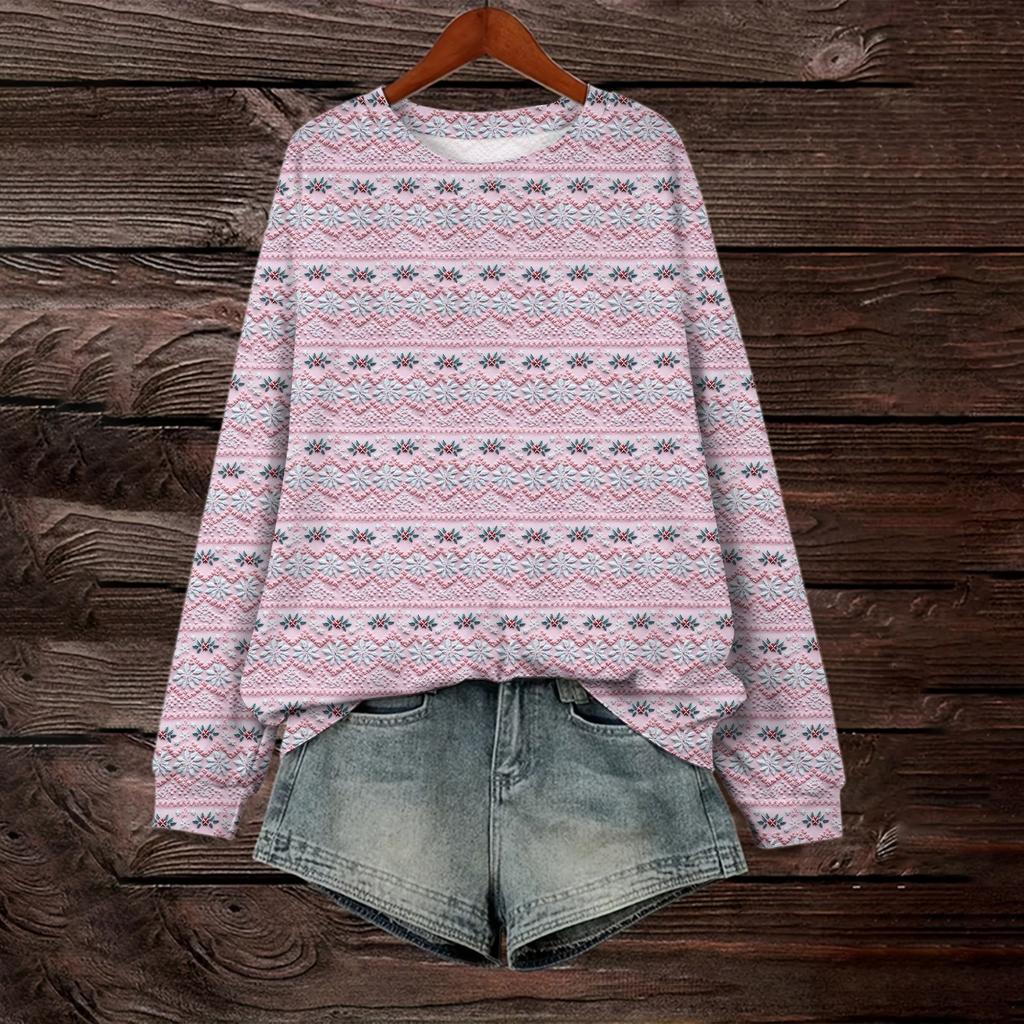 Women's Loose Fashion Casual Printed Long Sleeve Pullover