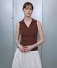 Deeto Collared Ribbed Sleeveless Top [Brown]