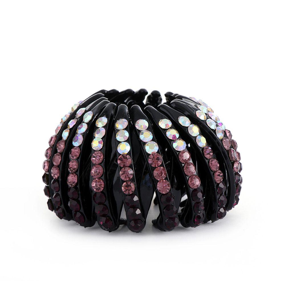 Hair Headwear Rhinestone Hair Fold Wrap Crystal Hair Bun Maker Bird Nest Hair Claw Ponytail Clamps