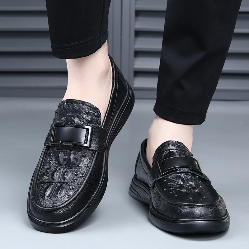 

Casual leather shoes men s new leather dress business men s shoes soft sole one pedal 44