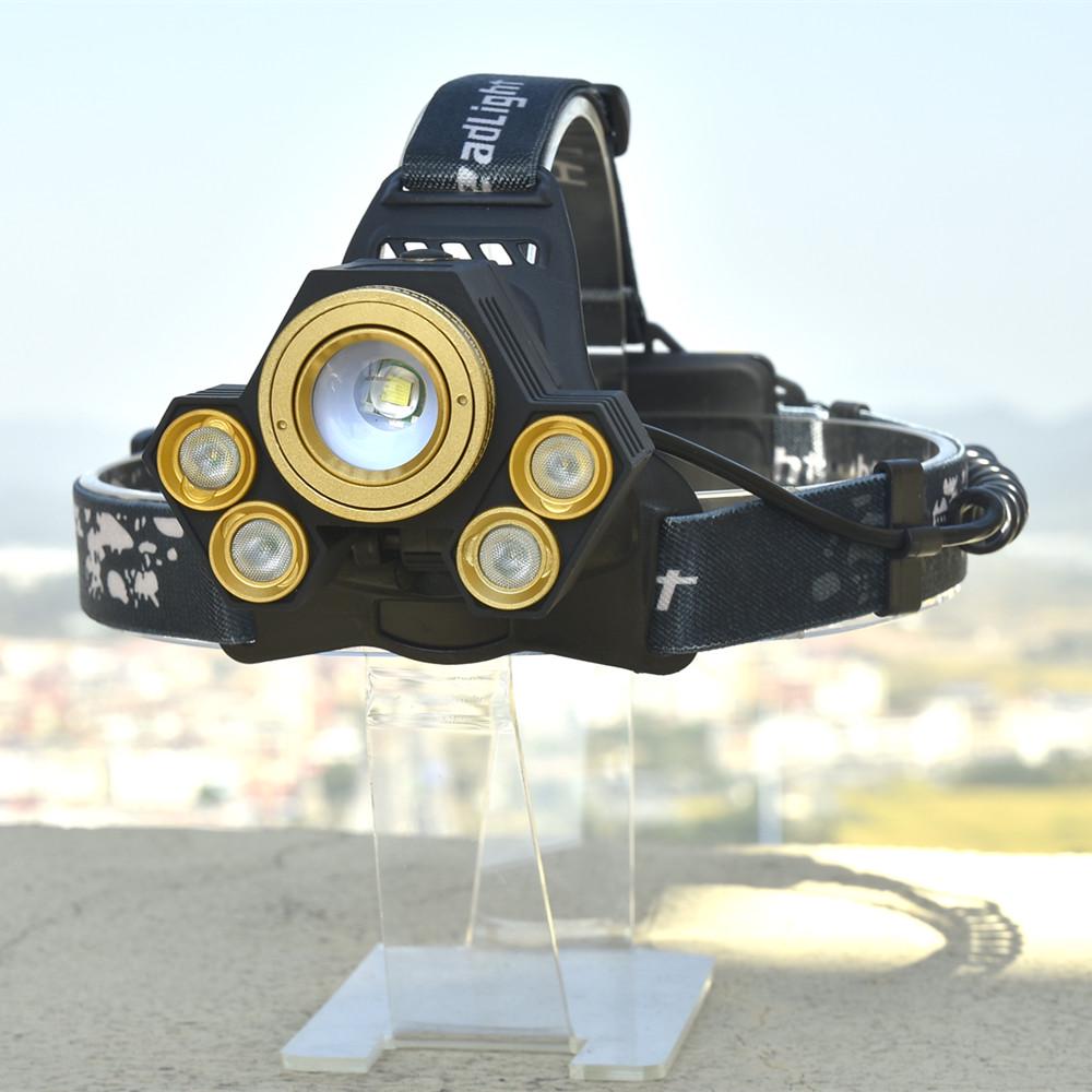 Outdoor 30W USB Charging 5 LEDs Zoom Headlamp Flashlight