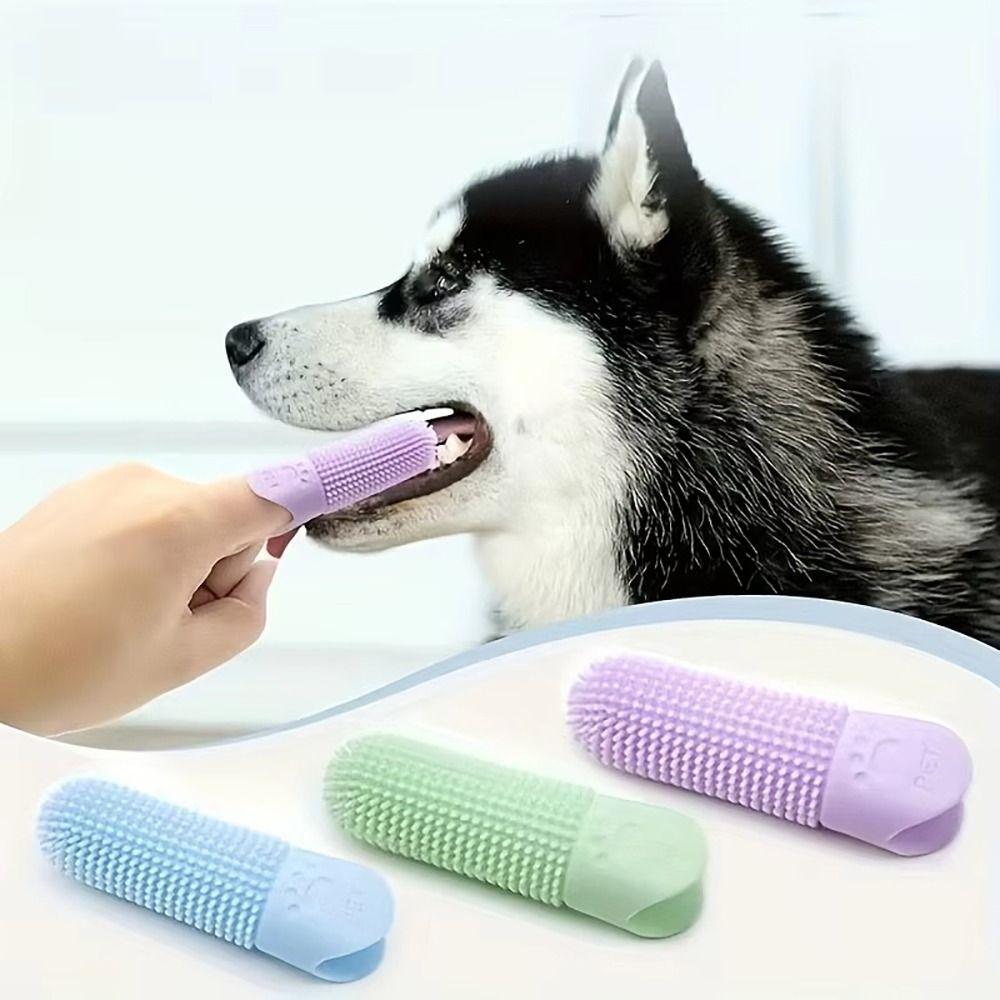 1Pcs 360° Finger Toothbrush Soft Tooth Cleaning Tool Durable Pet Finger Brush  for All Breeds