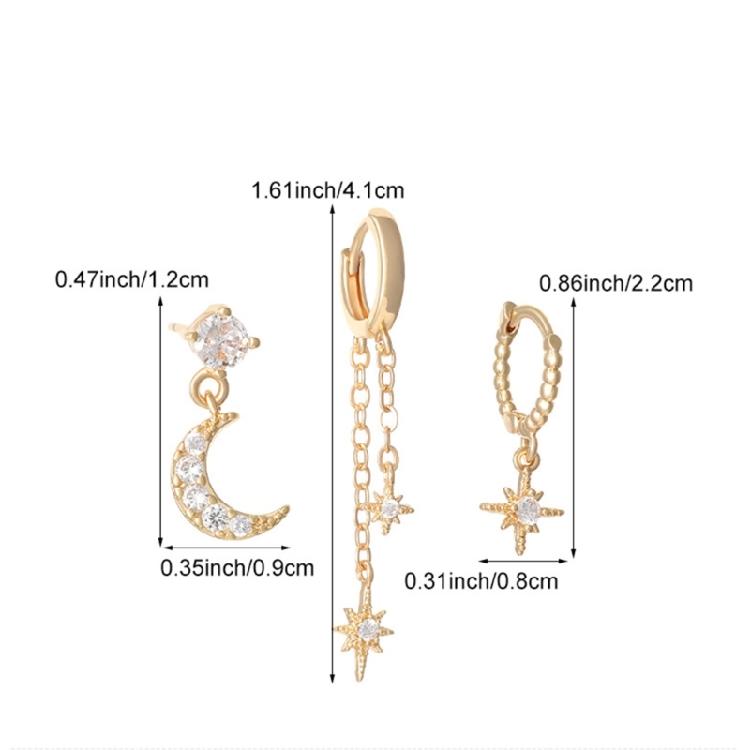 Three Part Mismatched Glowing Earrings Set Delicate Mixture Posts For Everyday Wear And Special Incidents