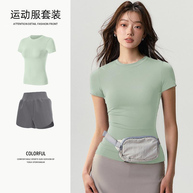 Basic Yoga T-shirt Women's Waist Versatile Fitness Short-sleeved Running Quick-drying Yoga Clothes Tight Top