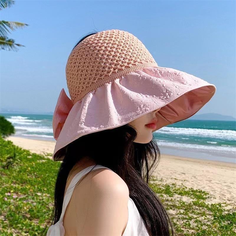 New bucket hat sun hat versatile sun hat big eaves hat bow face covering sun protection hat summer women