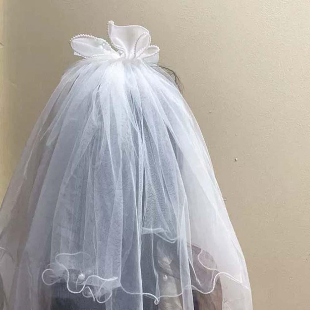 White Girls Head Gauze Bow Bridal Tulle Fashion Veil Hair Clip  Hairpins