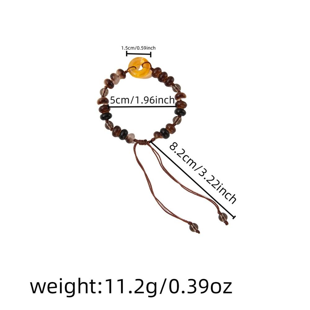 

New Chinese Ancient Amber Color Bracelet for Women Ethnic Woven Handmade Rope Chain Beaded Retro Bracelets Gift 24cm