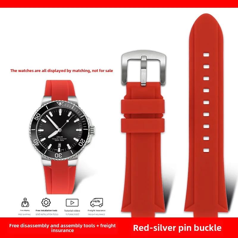 Cinturino per orologio in silicone di alta qualità Braccialetto Per Serie Oris Aquis 7330 7740 22x11mm 24x11mm 24x12mm Estremità convessa Cinturino in gomma