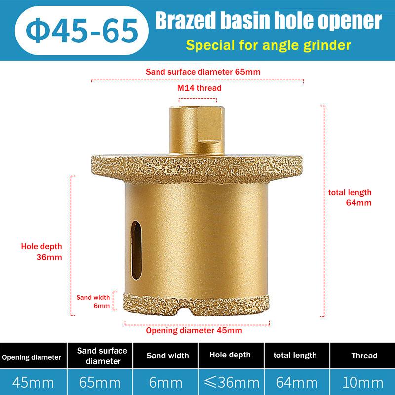 M10 Brazed Diamond Washbasin Core Drill Bit Hole Opener Table Basin Tool For Granite Marble Tile Drilling Cutter