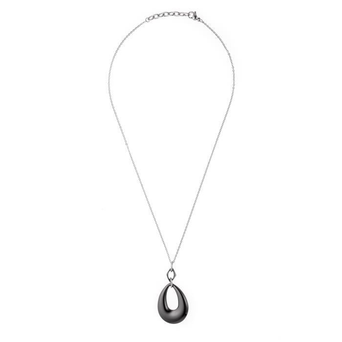 Necklace - Paula - 925 Sterling Silver Rhodium Plated - Black - Steel - Women
