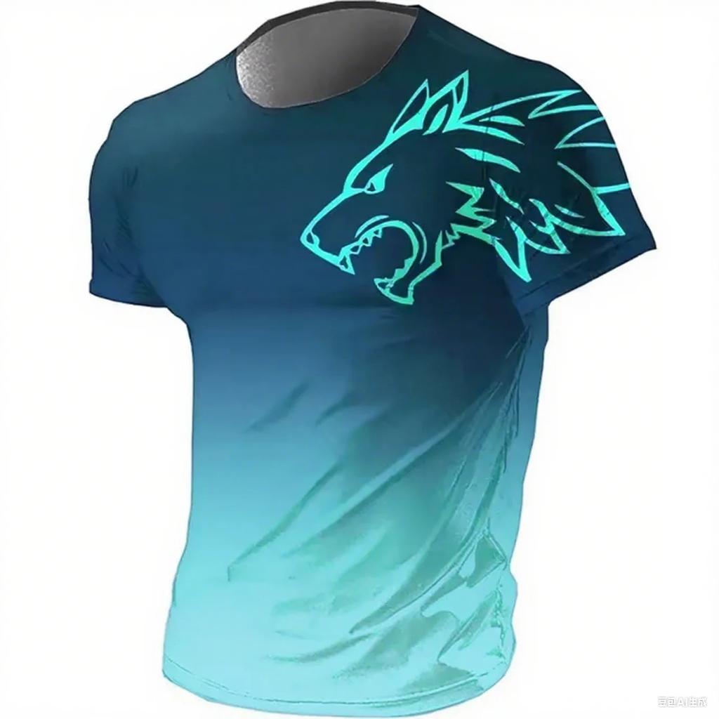 Men's T-shirt Animal Wolf 3D Print Men's Short Sleeves T-Shirt Loose Casual Summer Outdoor Men's and Women's Tees Tops