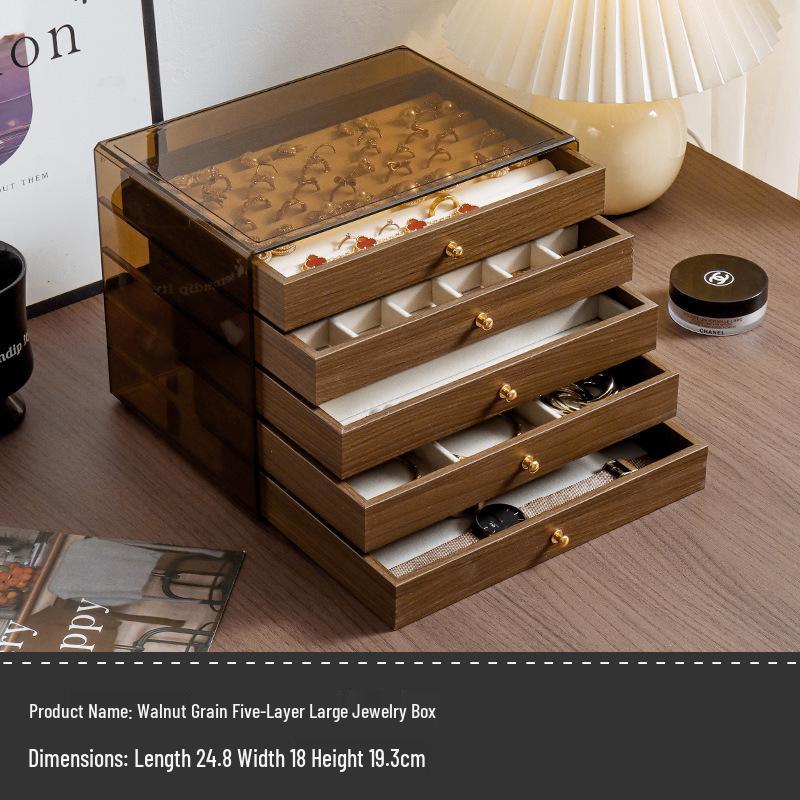 Walnut Jewelry Storage Box for Necklaces, Earrings, Bracelets, and More
