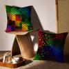 Color Blocking Art Cushion Cover Anti-dustmite Pillowcase Invisible Zipper Silky Short Plush Sofa Cushion Cover