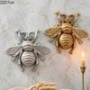 Goldene/silberne Bienen Wandbehang-Ornamente Wohnzimmer Hintergrund Display Haken Installation Harzbiene Wandmontierte Dekoration