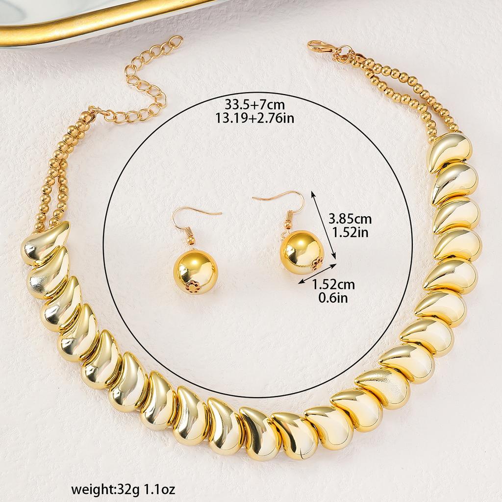 Punk Choker Necklace Earrings for Women Water Drop Chain Jewelry Accessory
