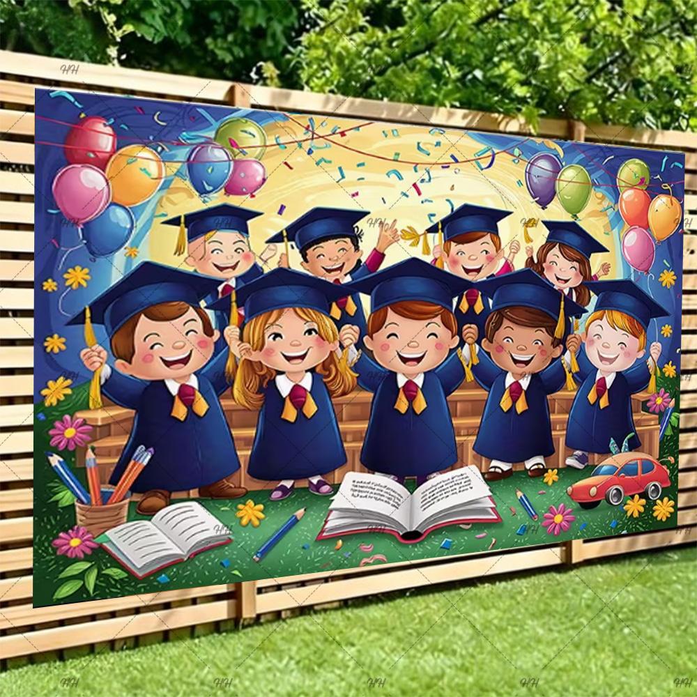 Congratulatory Graduatio Celebration Theme Party Decoration Background Graduates Backdrop Photography Studio Props Student Gifts