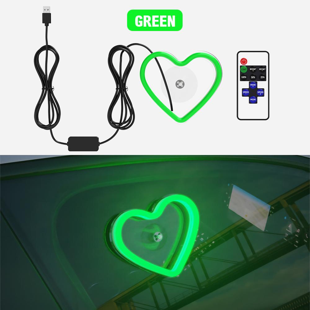 Car LED Glass Window Lights Interior Decoration Lights Glowing Heart Atmosphere Light USB Wiring Car Modification Neon Lamp