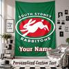 Wall Hanging Tapestry With Custom Name & Text, South Sydney Rabbitohs Decorative Tapestry For Bedroom