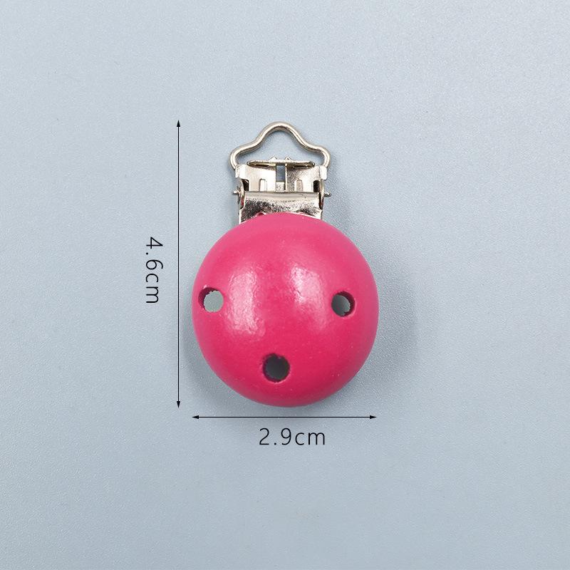 

Colorful Wooden Pacifier Clip: Three-Hole Round Baby Soothing Chain Accessory