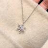 Diamond-encrusted snowflake rotatable titanium steel necklace for women, light luxury niche design, collarbone chain, sweater chain, fashionable