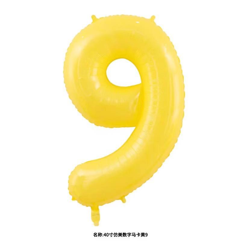 

40 Inch Yellow Digital Aluminum Film Balloon Outdoor Picnic Baby First Birthday Party Decoration Photo Balloon 40 inch yellow number 9