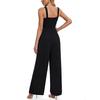 Women's Fashionable Casual Relaxed Square Neck Sleeveless Wide Leg Jumpsuit