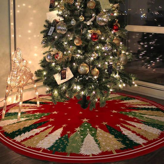 Yousheng Christmas Tree Skirt Soldier Xmas Tree Pattern Decorative Tree Cover Cozy Tree Skirt Christmas Festival Accessory