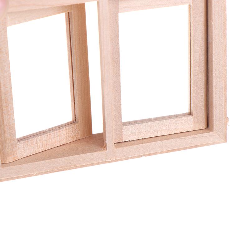 1/12 Dollhouse Miniature Wood 2 Pane Window Frame Diy Furniture Accessory