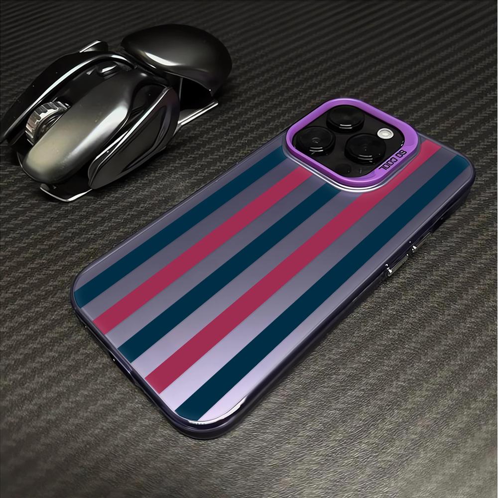 Grid Stripes Pattern Phone Case For IPhone 16 15 14 Pro Plus 17 Air 13 12 11 Pro Max 16E Silicone Hard Shockproof Cover Fundas