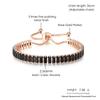 Black Iced Out Crystal Tennis Bracelets For Men Women Rectangle Zirconia Adjustable Chain on Hand Hip Hop Hippie Jewelry DZH051