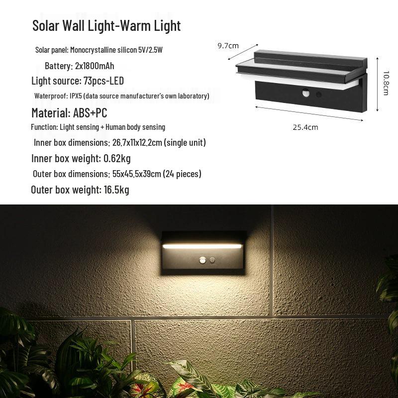 Modern Solar-Powered Outdoor Garden Wall Light with Motion Sensor Solar Motion Sensor Wall Lamp