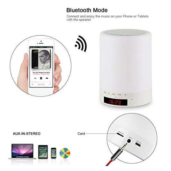 Wireless Cylinder Colorful Night Light Bluetooth-compatible Speaker Alarm Clock Home Decor