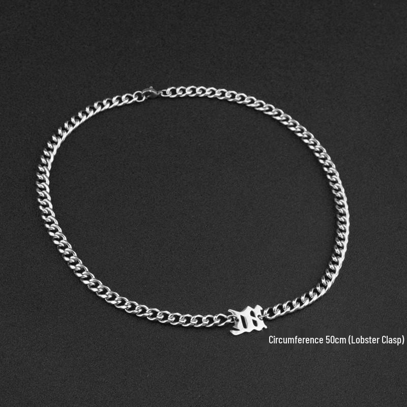 Seven Brothers Cuban-Style Hip-Hop Necklace: Trendy Stainless Steel Unisex Letter Chunky Clavicle Chain